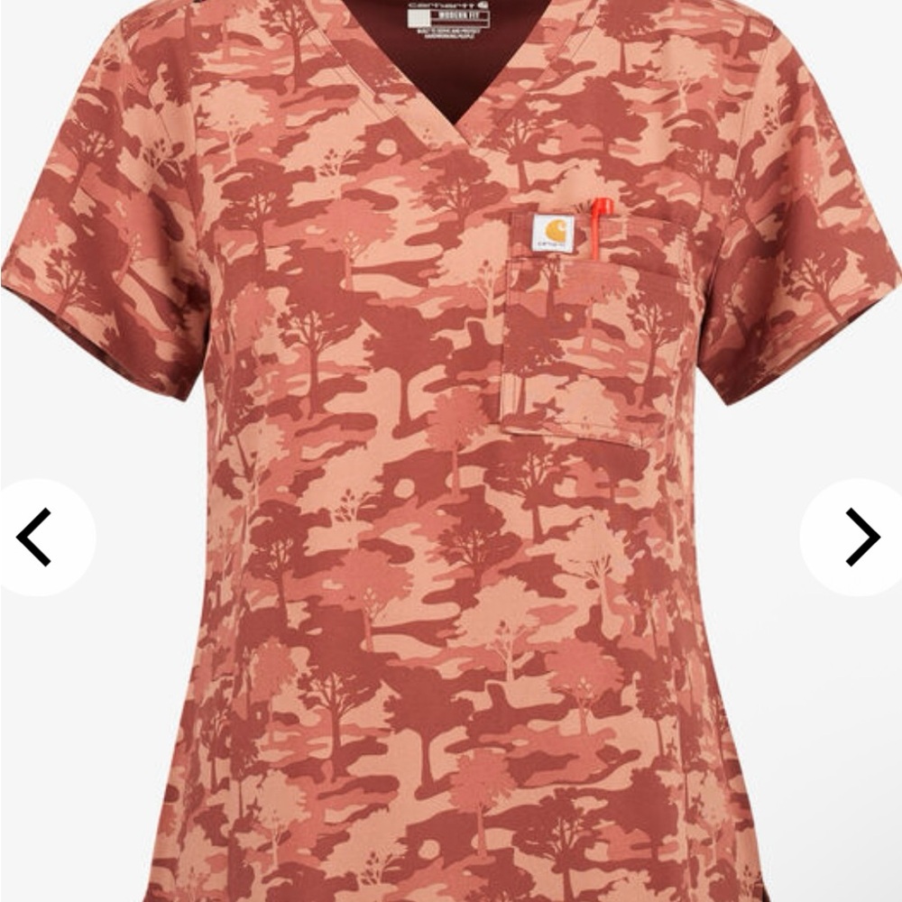 Carhartt Topiary Camo Women's 1-Pocket STRETCH V-Neck Print ScrubTop Large